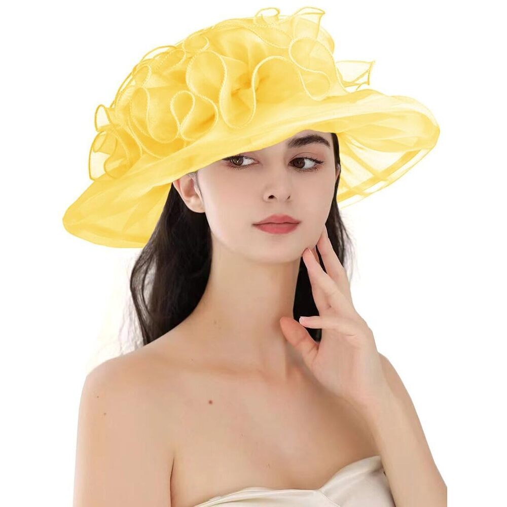 8633 Women's Organza Cloche Bowler Hat Derby Fascinator For Tea Party